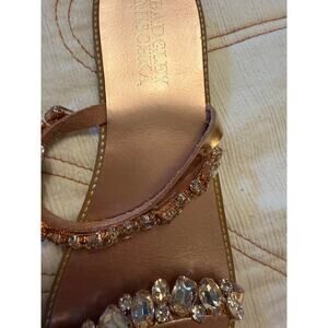 Badgley Mischka Sandals Size 8 rose gold gemstone leather